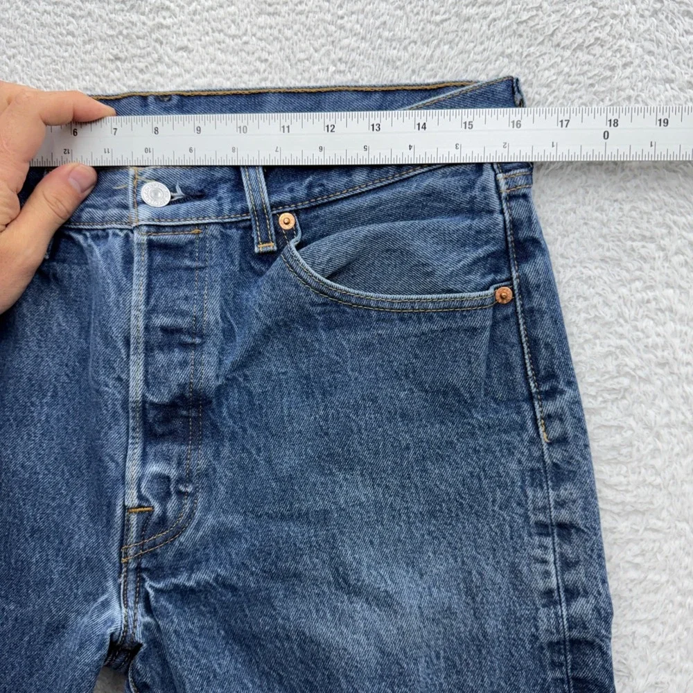 Levis 501 Mens Original Fit Button Fly Straight Leg Jeans Blue 34x30 (34x27)